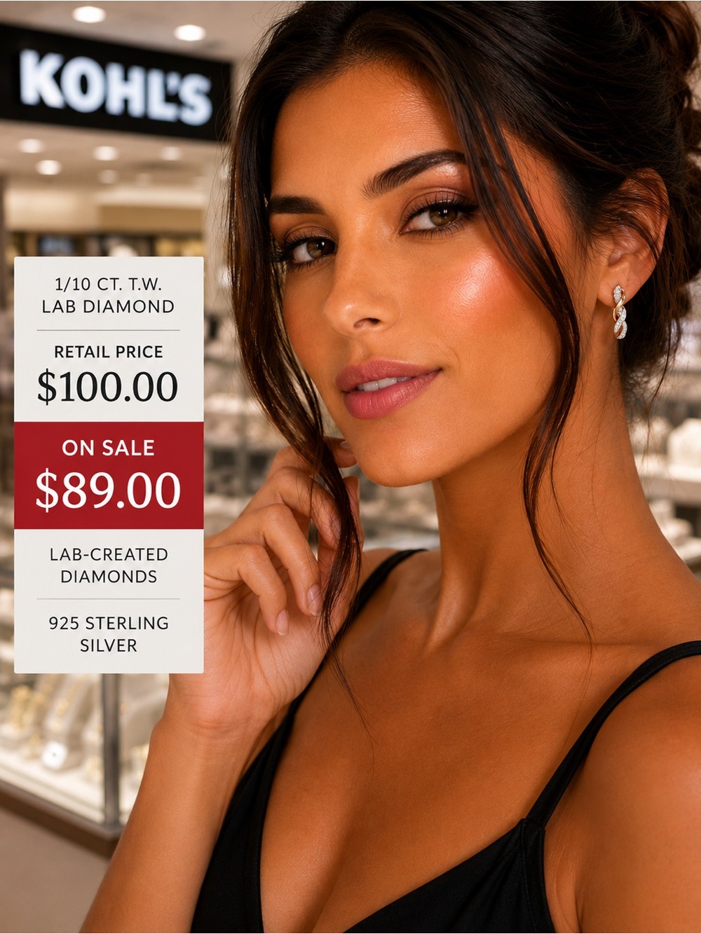 Kohl's Two-Tone Twisted Hoop Lab Diamond Earrings